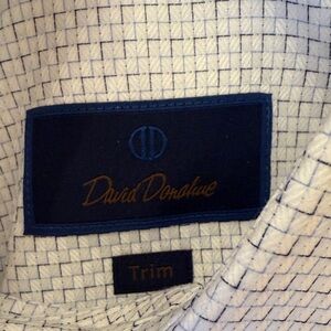 David Donahue Men's White and Navy Grid Shirt